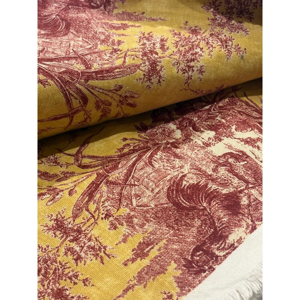 Vintage Waverly La Petite Ferme Spice Yellow Red Rooster Toile fabric 9 + yards